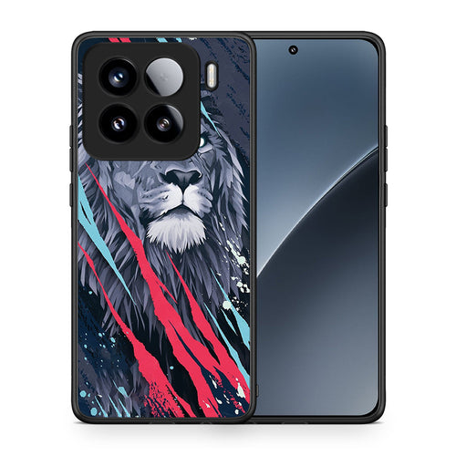 Θήκη Xiaomi 15 Lion Designer PopArt από τη Smartfits με σχέδιο στο πίσω μέρος και μαύρο περίβλημα | Xiaomi 15 Lion Designer PopArt case with colorful back and black bezels