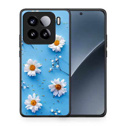 Θήκη Xiaomi 15 Real Daisies από τη Smartfits με σχέδιο στο πίσω μέρος και μαύρο περίβλημα | Xiaomi 15 Real Daisies case with colorful back and black bezels
