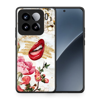 Θήκη Xiaomi 15 Red Lips από τη Smartfits με σχέδιο στο πίσω μέρος και μαύρο περίβλημα | Xiaomi 15 Red Lips case with colorful back and black bezels