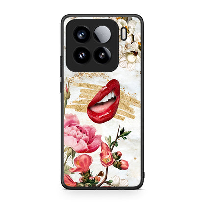 Xiaomi 15 Red Lips θήκη από τη Smartfits με σχέδιο στο πίσω μέρος και μαύρο περίβλημα | Smartphone case with colorful back and black bezels by Smartfits