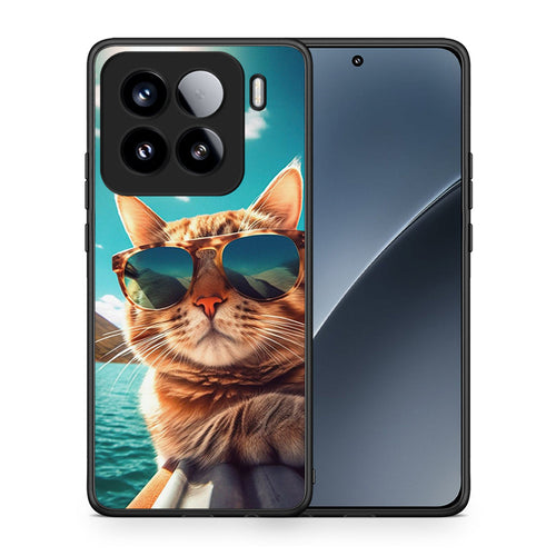 Θήκη Xiaomi 15 Summer Cat από τη Smartfits με σχέδιο στο πίσω μέρος και μαύρο περίβλημα | Xiaomi 15 Summer Cat case with colorful back and black bezels