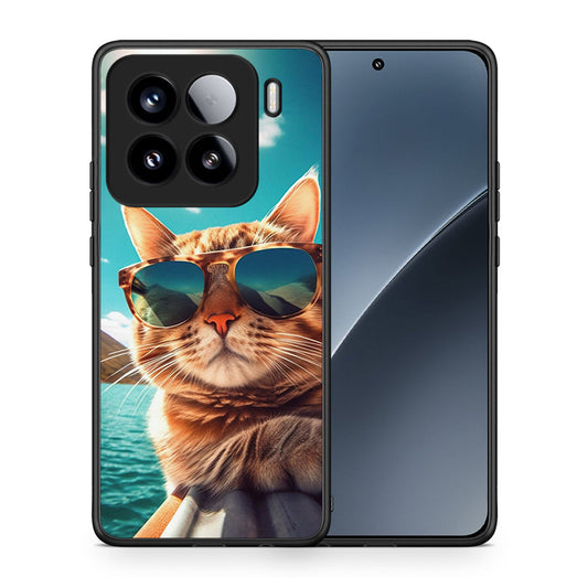 Θήκη Xiaomi 15 Summer Cat από τη Smartfits με σχέδιο στο πίσω μέρος και μαύρο περίβλημα | Xiaomi 15 Summer Cat case with colorful back and black bezels