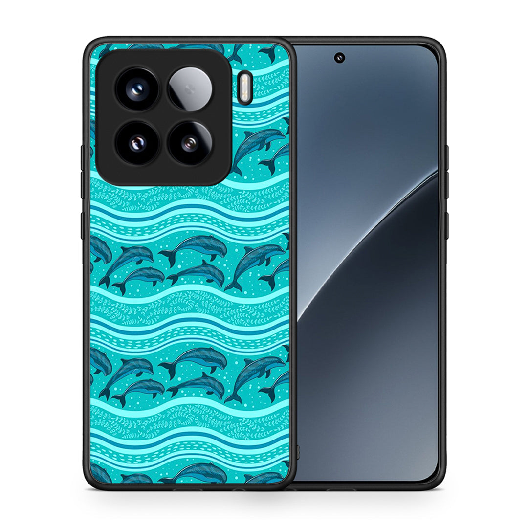 Θήκη Xiaomi 15 Swimming Dolphins από τη Smartfits με σχέδιο στο πίσω μέρος και μαύρο περίβλημα | Xiaomi 15 Swimming Dolphins case with colorful back and black bezels