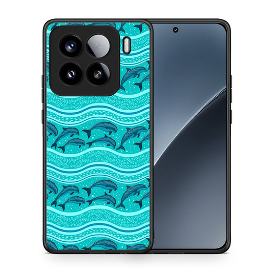 Θήκη Xiaomi 15 Swimming Dolphins από τη Smartfits με σχέδιο στο πίσω μέρος και μαύρο περίβλημα | Xiaomi 15 Swimming Dolphins case with colorful back and black bezels