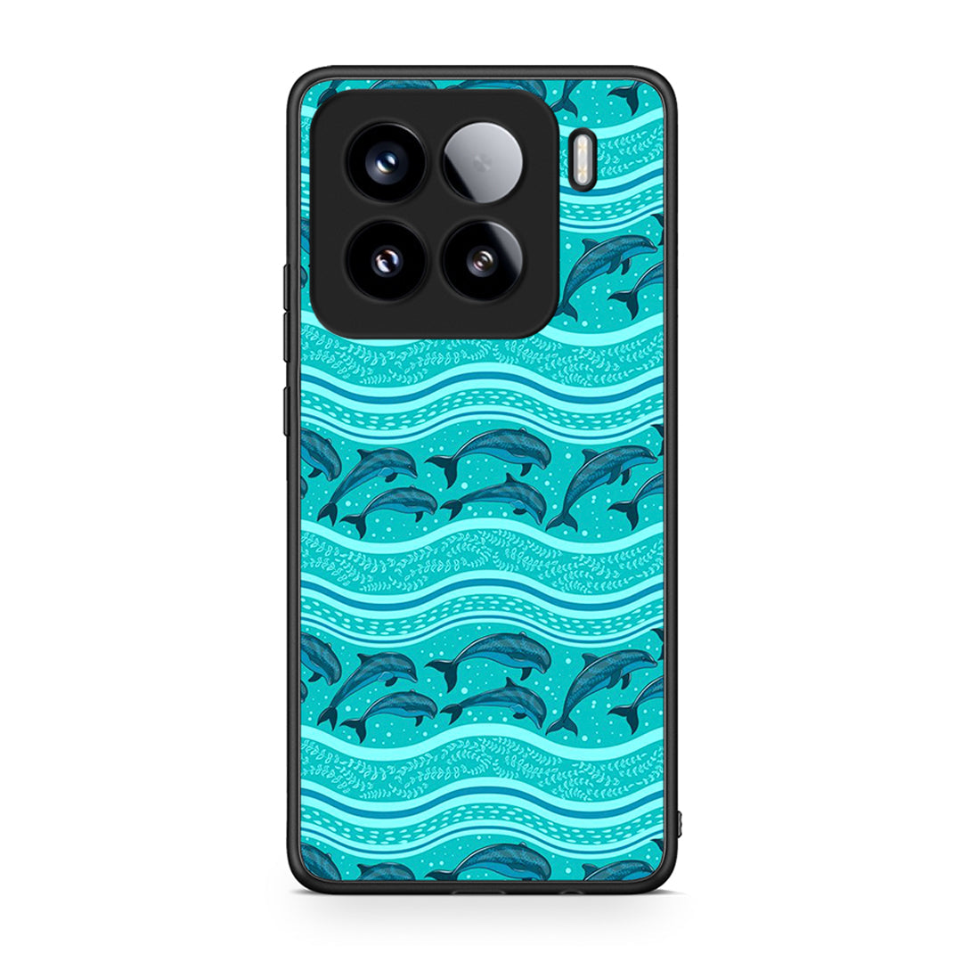 Xiaomi 15 Swimming Dolphins θήκη από τη Smartfits με σχέδιο στο πίσω μέρος και μαύρο περίβλημα | Smartphone case with colorful back and black bezels by Smartfits