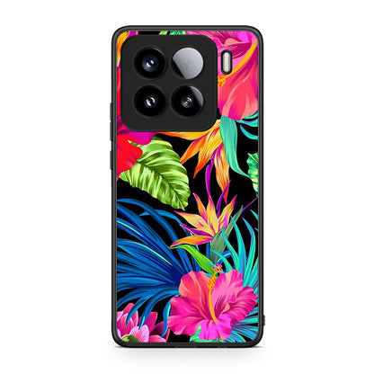 Xiaomi 15 Tropical Flowers θήκη από τη Smartfits με σχέδιο στο πίσω μέρος και μαύρο περίβλημα | Smartphone case with colorful back and black bezels by Smartfits
