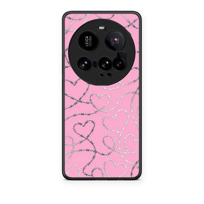 Θήκη Xiaomi 15 Ultra 5G Barbed Wire Hearts on Pink από τη Smartfits με σχέδιο στο πίσω μέρος και μαύρο περίβλημα | Xiaomi 15 Ultra 5G Barbed Wire Hearts on Pink case with colorful back and black bezels