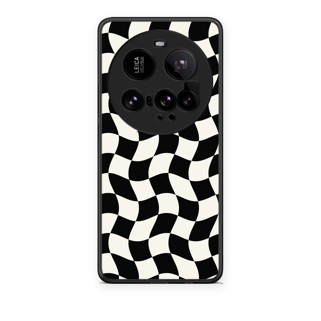 Θήκη Xiaomi 15 Ultra 5G Black and Cream Wavy Checkerboard από τη Smartfits με σχέδιο στο πίσω μέρος και μαύρο περίβλημα | Xiaomi 15 Ultra 5G Black and Cream Wavy Checkerboard case with colorful back and black bezels