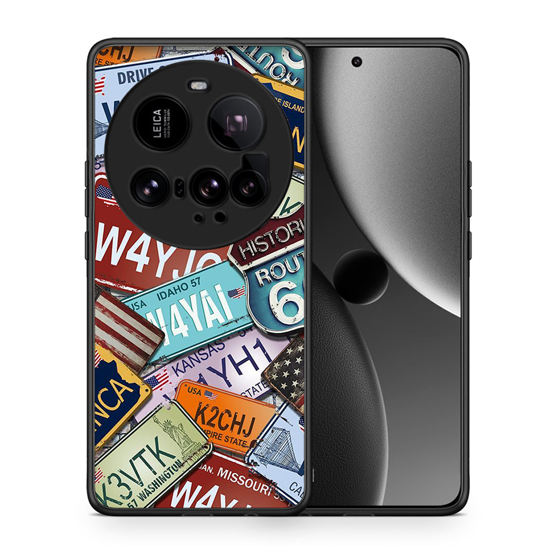 Θήκη Xiaomi 15 Ultra 5G Car Plates από τη Smartfits με σχέδιο στο πίσω μέρος και μαύρο περίβλημα | Xiaomi 15 Ultra 5G Car Plates case with colorful back and black bezels