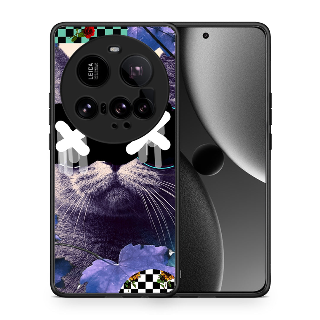 Θήκη Xiaomi 15 Ultra 5G Cat Collage από τη Smartfits με σχέδιο στο πίσω μέρος και μαύρο περίβλημα | Xiaomi 15 Ultra 5G Cat Collage case with colorful back and black bezels