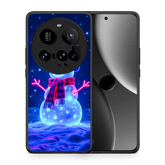 Θήκη Xiaomi 15 Ultra 5G Christmas Neon Snowman από τη Smartfits με σχέδιο στο πίσω μέρος και μαύρο περίβλημα | Xiaomi 15 Ultra 5G Christmas Neon Snowman case with colorful back and black bezels