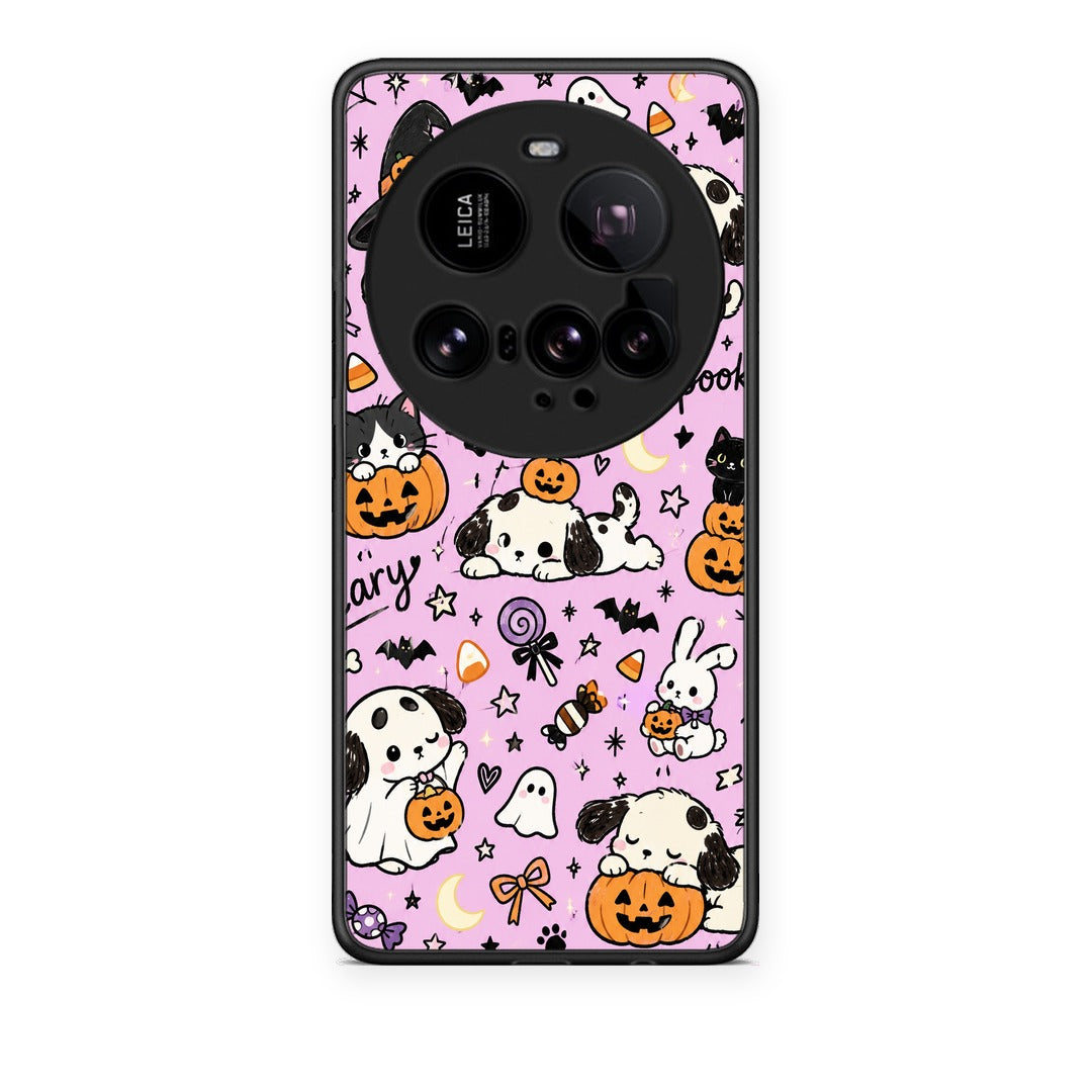 Θήκη Xiaomi 15 Ultra 5G Halloween Puppies and Friends on Lilac από τη Smartfits με σχέδιο στο πίσω μέρος και μαύρο περίβλημα | Xiaomi 15 Ultra 5G Halloween Puppies and Friends on Lilac case with colorful back and black bezels