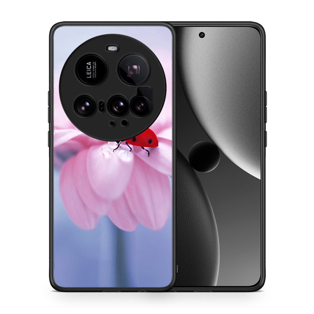 Θήκη Xiaomi 15 Ultra 5G Ladybug Flower από τη Smartfits με σχέδιο στο πίσω μέρος και μαύρο περίβλημα | Xiaomi 15 Ultra 5G Ladybug Flower case with colorful back and black bezels