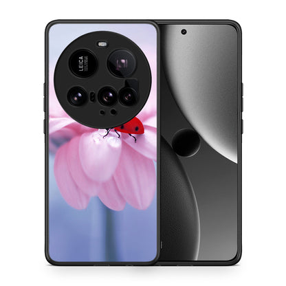 Θήκη Xiaomi 15 Ultra 5G Ladybug Flower από τη Smartfits με σχέδιο στο πίσω μέρος και μαύρο περίβλημα | Xiaomi 15 Ultra 5G Ladybug Flower case with colorful back and black bezels