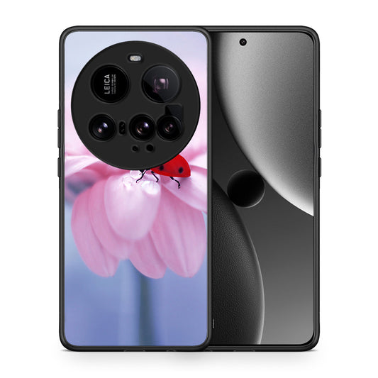 Θήκη Xiaomi 15 Ultra 5G Ladybug Flower από τη Smartfits με σχέδιο στο πίσω μέρος και μαύρο περίβλημα | Xiaomi 15 Ultra 5G Ladybug Flower case with colorful back and black bezels