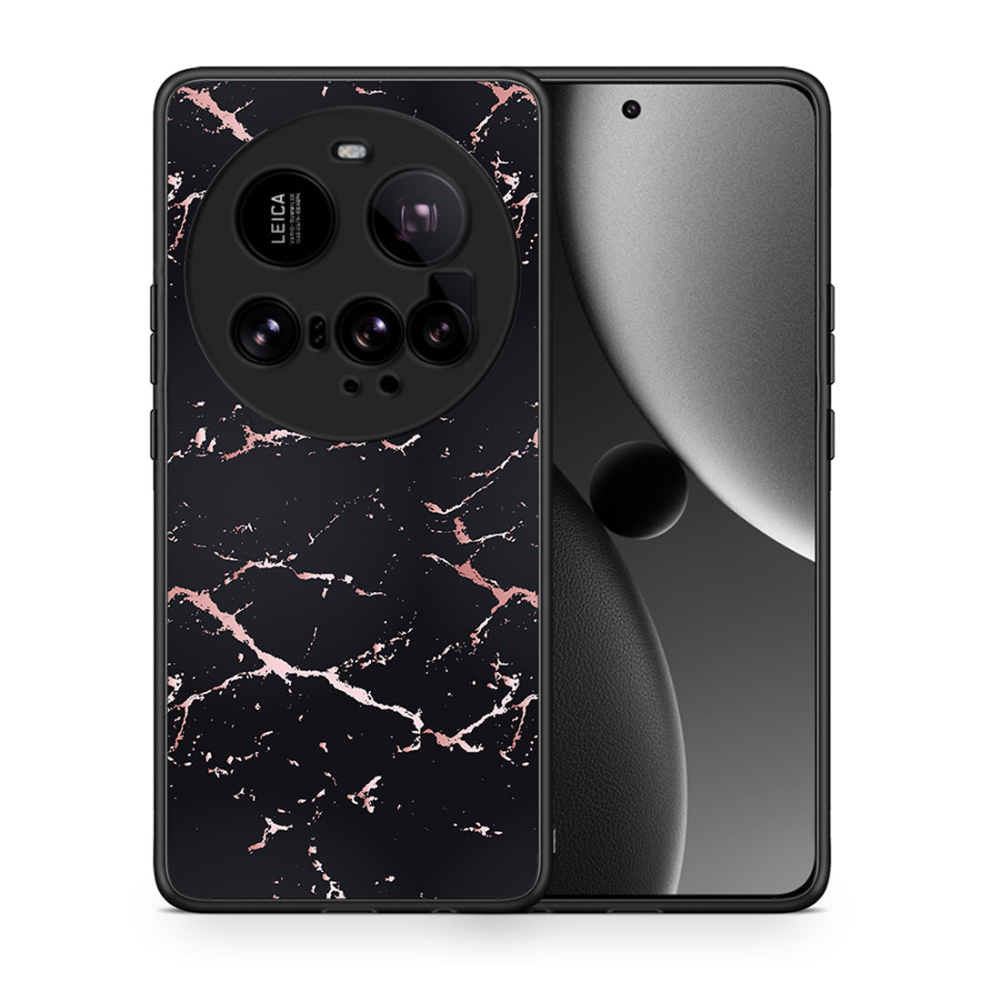 Θήκη Xiaomi 15 Ultra 5G Black Rosegold Marble από τη Smartfits με σχέδιο στο πίσω μέρος και μαύρο περίβλημα | Xiaomi 15 Ultra 5G Black Rosegold Marble case with colorful back and black bezels