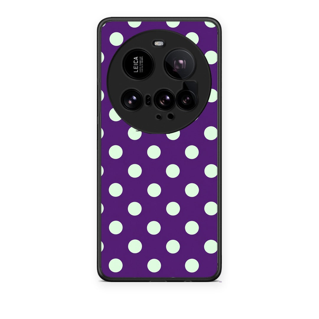 Θήκη Xiaomi 15 Ultra 5G Mint Polka Dots on Purple από τη Smartfits με σχέδιο στο πίσω μέρος και μαύρο περίβλημα | Xiaomi 15 Ultra 5G Mint Polka Dots on Purple case with colorful back and black bezels
