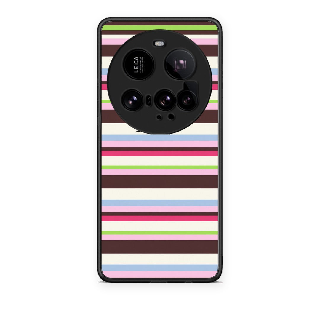 Θήκη Xiaomi 15 Ultra 5G Multicolour Horizontal Stripes από τη Smartfits με σχέδιο στο πίσω μέρος και μαύρο περίβλημα | Xiaomi 15 Ultra 5G Multicolour Horizontal Stripes case with colorful back and black bezels