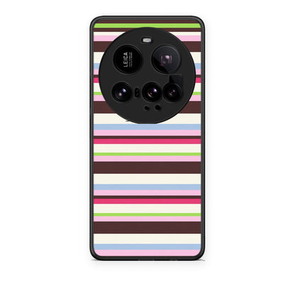 Θήκη Xiaomi 15 Ultra 5G Multicolour Horizontal Stripes από τη Smartfits με σχέδιο στο πίσω μέρος και μαύρο περίβλημα | Xiaomi 15 Ultra 5G Multicolour Horizontal Stripes case with colorful back and black bezels