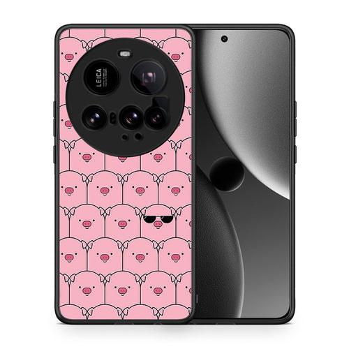Θήκη Xiaomi 15 Ultra 5G Pig Glasses από τη Smartfits με σχέδιο στο πίσω μέρος και μαύρο περίβλημα | Xiaomi 15 Ultra 5G Pig Glasses case with colorful back and black bezels