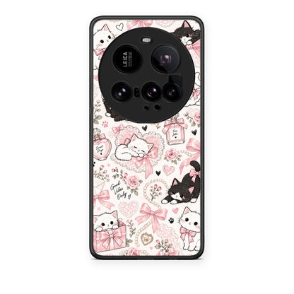 Θήκη Xiaomi 15 Ultra 5G Pink Bows and Kittens Collage από τη Smartfits με σχέδιο στο πίσω μέρος και μαύρο περίβλημα | Xiaomi 15 Ultra 5G Pink Bows and Kittens Collage case with colorful back and black bezels
