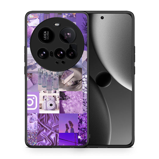 Θήκη Xiaomi 15 Ultra 5G Purple Aesthetic Collage από τη Smartfits με σχέδιο στο πίσω μέρος και μαύρο περίβλημα | Xiaomi 15 Ultra 5G Purple Aesthetic Collage case with colorful back and black bezels