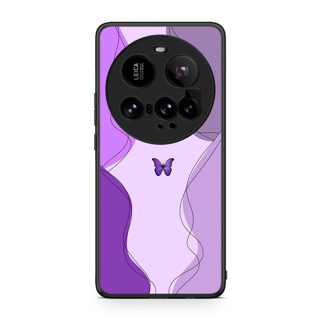 Xiaomi 15 Ultra 5G Purple Mariposa Θήκη Αγίου Βαλεντίνου από τη Smartfits με σχέδιο στο πίσω μέρος και μαύρο περίβλημα | Smartphone case with colorful back and black bezels by Smartfits