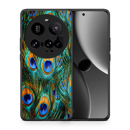 Θήκη Xiaomi 15 Ultra 5G Real Peacock Feathers από τη Smartfits με σχέδιο στο πίσω μέρος και μαύρο περίβλημα | Xiaomi 15 Ultra 5G Real Peacock Feathers case with colorful back and black bezels