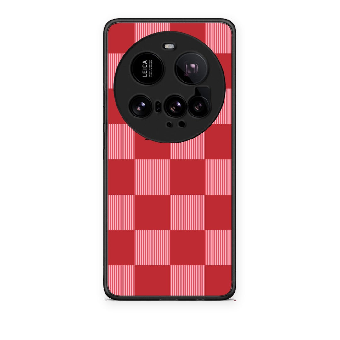 Θήκη Xiaomi 15 Ultra 5G Red and Pink Striped Checks από τη Smartfits με σχέδιο στο πίσω μέρος και μαύρο περίβλημα | Xiaomi 15 Ultra 5G Red and Pink Striped Checks case with colorful back and black bezels