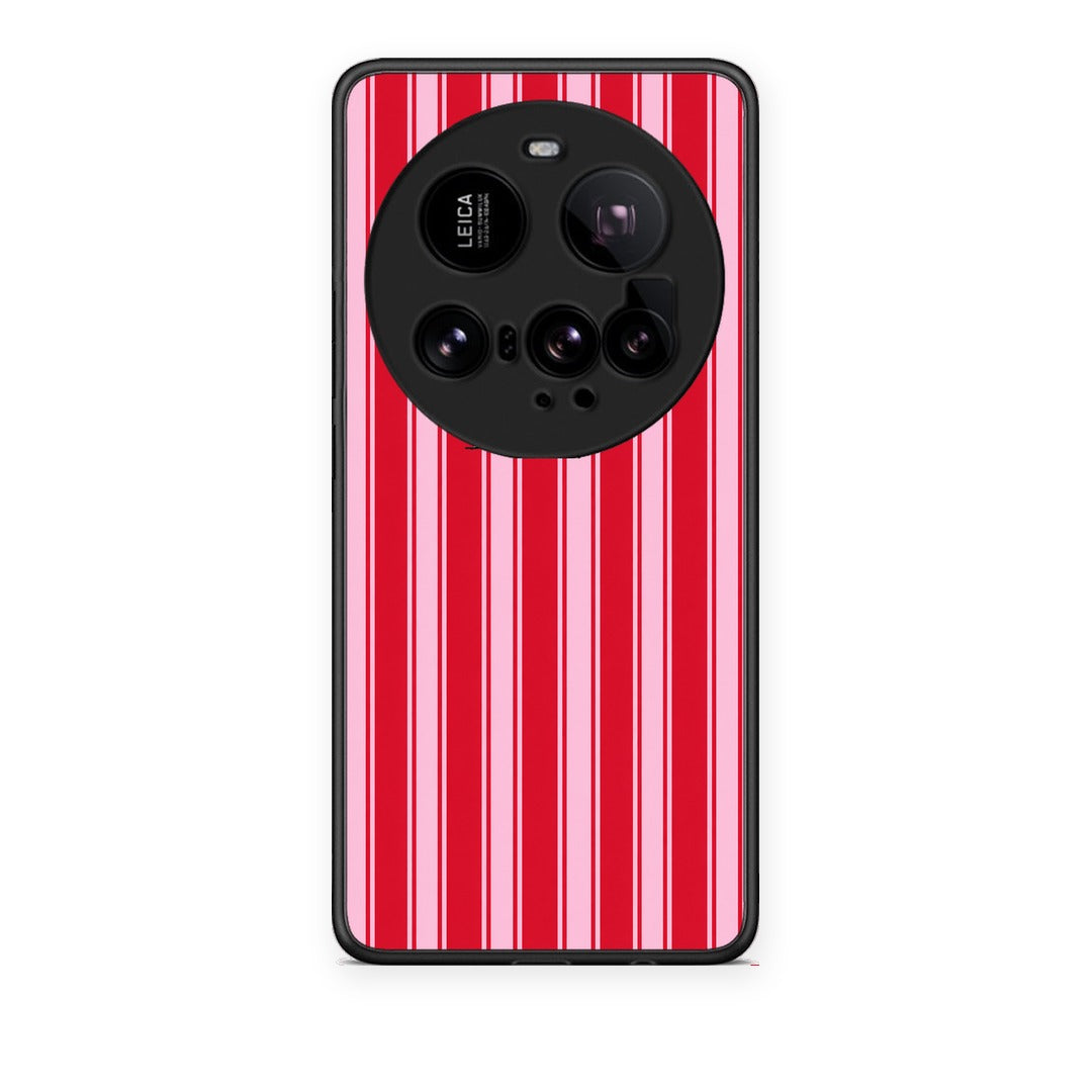 Θήκη Xiaomi 15 Ultra 5G Red and Pink Vertical Pinstripes από τη Smartfits με σχέδιο στο πίσω μέρος και μαύρο περίβλημα | Xiaomi 15 Ultra 5G Red and Pink Vertical Pinstripes case with colorful back and black bezels