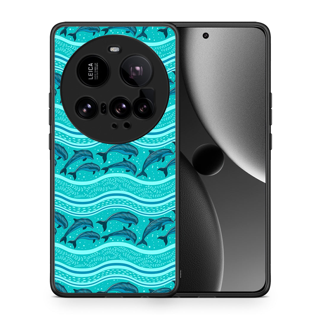 Θήκη Xiaomi 15 Ultra 5G Swimming Dolphins από τη Smartfits με σχέδιο στο πίσω μέρος και μαύρο περίβλημα | Xiaomi 15 Ultra 5G Swimming Dolphins case with colorful back and black bezels