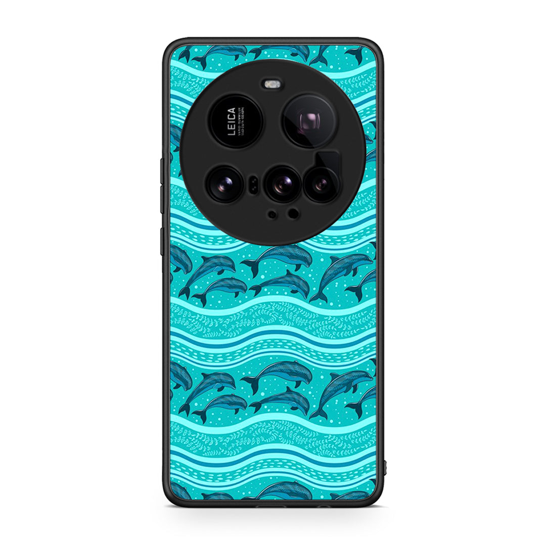 Xiaomi 15 Ultra 5G Swimming Dolphins θήκη από τη Smartfits με σχέδιο στο πίσω μέρος και μαύρο περίβλημα | Smartphone case with colorful back and black bezels by Smartfits