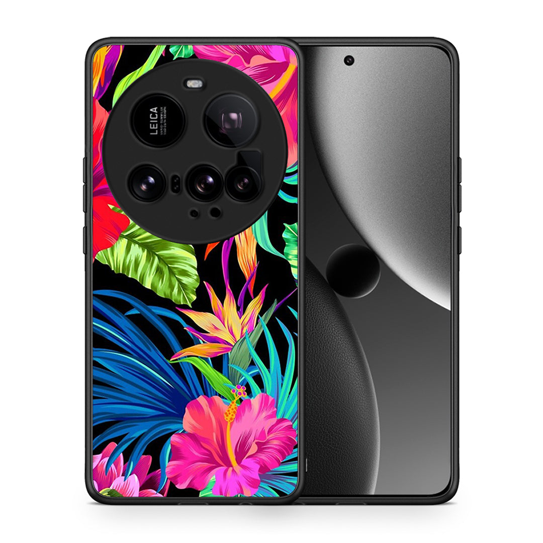 Θήκη Xiaomi 15 Ultra 5G Tropical Flowers από τη Smartfits με σχέδιο στο πίσω μέρος και μαύρο περίβλημα | Xiaomi 15 Ultra 5G Tropical Flowers case with colorful back and black bezels