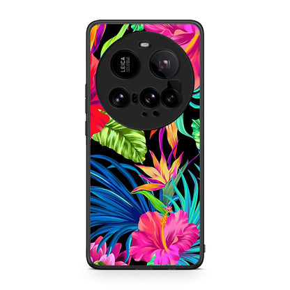 Xiaomi 15 Ultra 5G Tropical Flowers θήκη από τη Smartfits με σχέδιο στο πίσω μέρος και μαύρο περίβλημα | Smartphone case with colorful back and black bezels by Smartfits