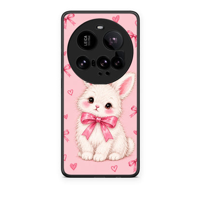 Θήκη Xiaomi 15 Ultra 5G White Bunny and Pink Bows από τη Smartfits με σχέδιο στο πίσω μέρος και μαύρο περίβλημα | Xiaomi 15 Ultra 5G White Bunny and Pink Bows case with colorful back and black bezels