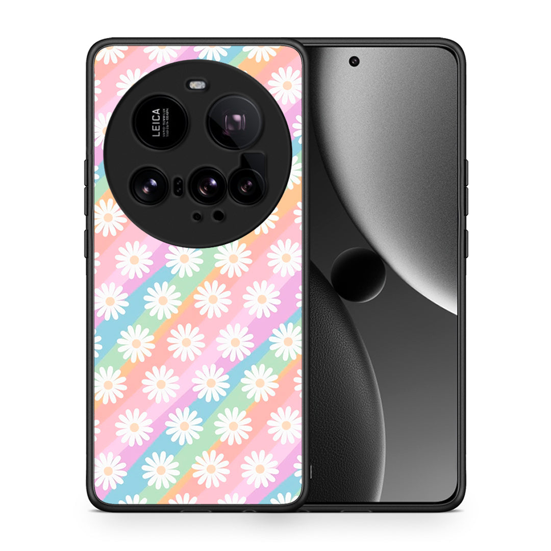 Θήκη Xiaomi 15 Ultra 5G White Daisies από τη Smartfits με σχέδιο στο πίσω μέρος και μαύρο περίβλημα | Xiaomi 15 Ultra 5G White Daisies case with colorful back and black bezels