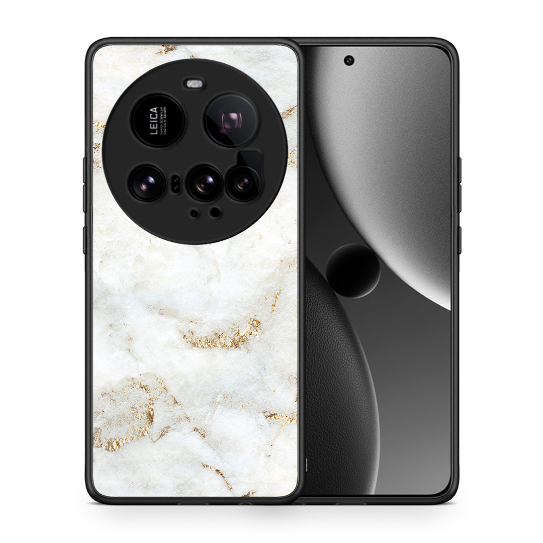 Θήκη Xiaomi 15 Ultra 5G White Gold Marble από τη Smartfits με σχέδιο στο πίσω μέρος και μαύρο περίβλημα | Xiaomi 15 Ultra 5G White Gold Marble case with colorful back and black bezels