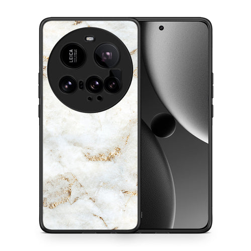 Θήκη Xiaomi 15 Ultra 5G White Gold Marble από τη Smartfits με σχέδιο στο πίσω μέρος και μαύρο περίβλημα | Xiaomi 15 Ultra 5G White Gold Marble case with colorful back and black bezels