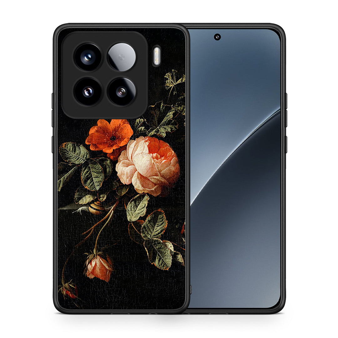 Θήκη Xiaomi 15 Vintage Roses από τη Smartfits με σχέδιο στο πίσω μέρος και μαύρο περίβλημα | Xiaomi 15 Vintage Roses case with colorful back and black bezels
