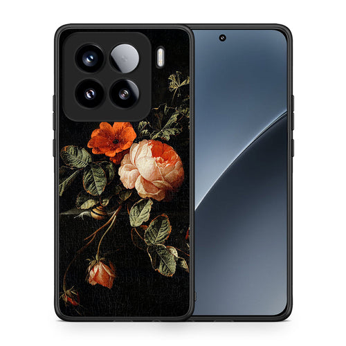 Θήκη Xiaomi 15 Vintage Roses από τη Smartfits με σχέδιο στο πίσω μέρος και μαύρο περίβλημα | Xiaomi 15 Vintage Roses case with colorful back and black bezels