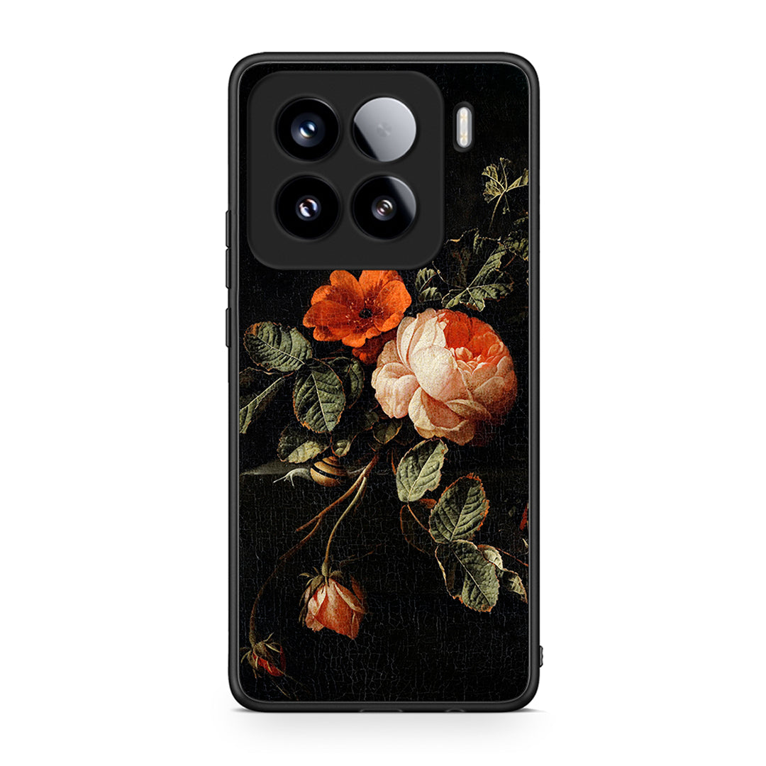 Xiaomi 15 Vintage Roses θήκη από τη Smartfits με σχέδιο στο πίσω μέρος και μαύρο περίβλημα | Smartphone case with colorful back and black bezels by Smartfits