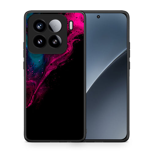 Θήκη Xiaomi 15 Pink Black Watercolor από τη Smartfits με σχέδιο στο πίσω μέρος και μαύρο περίβλημα | Xiaomi 15 Pink Black Watercolor case with colorful back and black bezels