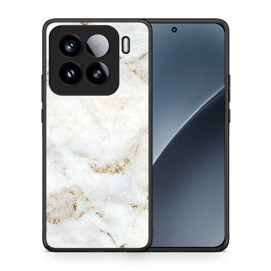 Θήκη Xiaomi 15 White Gold Marble από τη Smartfits με σχέδιο στο πίσω μέρος και μαύρο περίβλημα | Xiaomi 15 White Gold Marble case with colorful back and black bezels