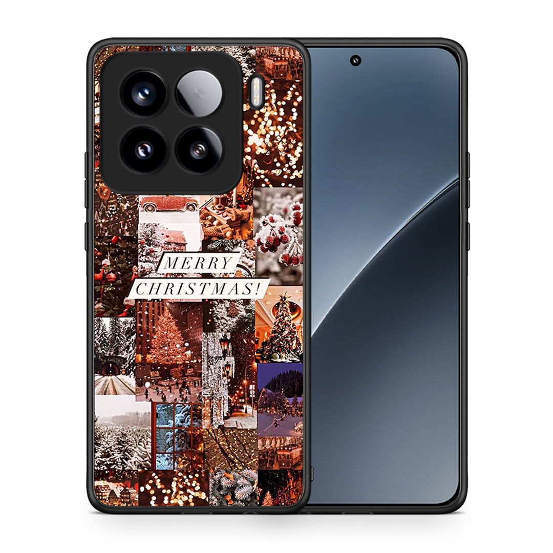 Θήκη Xiaomi 15 Xmas Collage από τη Smartfits με σχέδιο στο πίσω μέρος και μαύρο περίβλημα | Xiaomi 15 Xmas Collage case with colorful back and black bezels