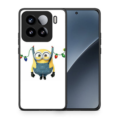 Θήκη Xiaomi 15 Xmas Minion Lights από τη Smartfits με σχέδιο στο πίσω μέρος και μαύρο περίβλημα | Xiaomi 15 Xmas Minion Lights case with colorful back and black bezels