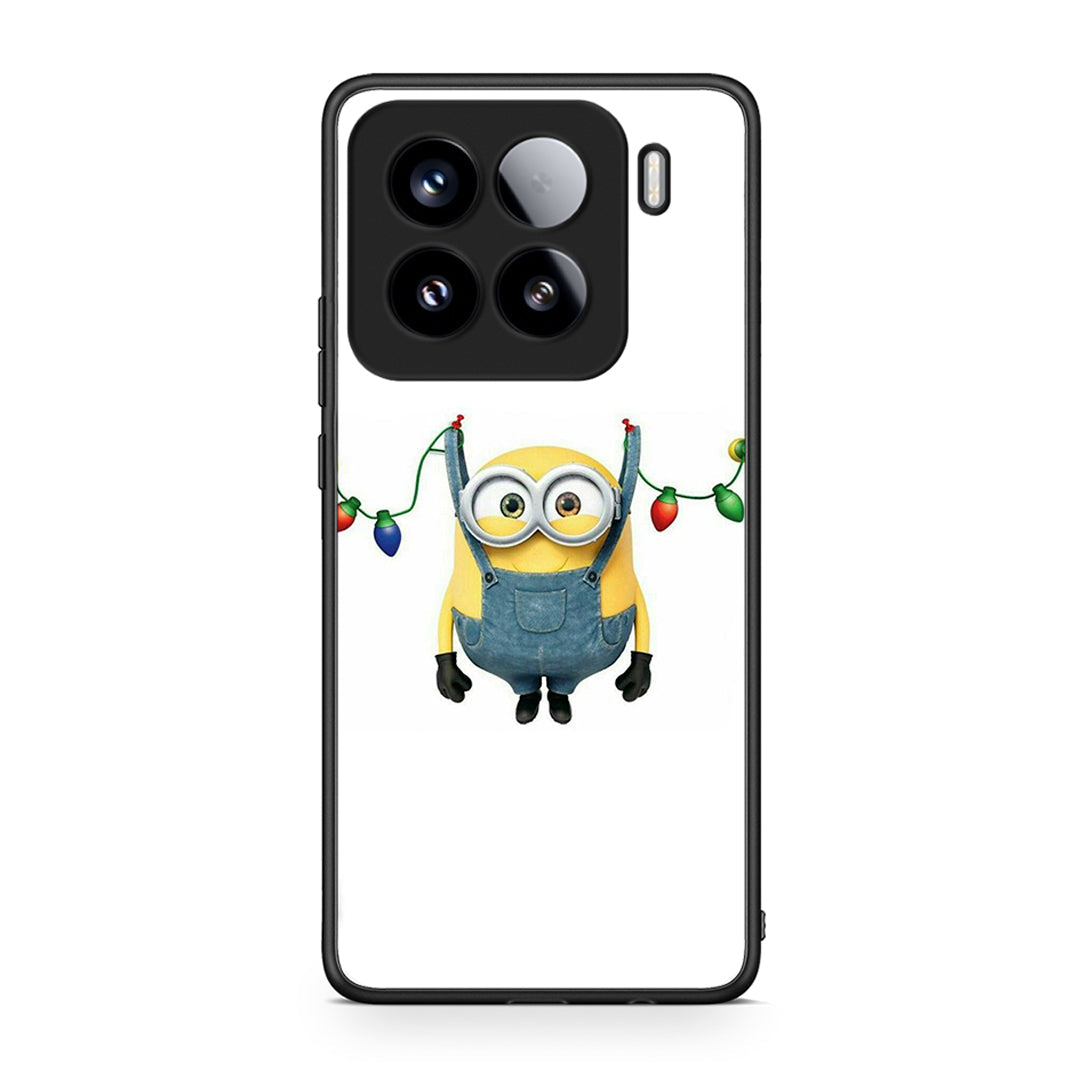 Xiaomi 15 Xmas Minion Lights θήκη από τη Smartfits με σχέδιο στο πίσω μέρος και μαύρο περίβλημα | Smartphone case with colorful back and black bezels by Smartfits