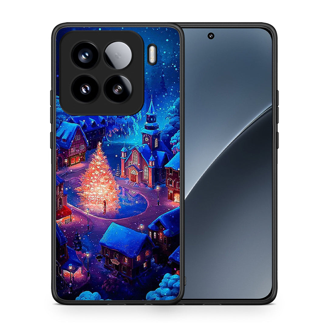Θήκη Xiaomi 15 Xmas Village από τη Smartfits με σχέδιο στο πίσω μέρος και μαύρο περίβλημα | Xiaomi 15 Xmas Village case with colorful back and black bezels