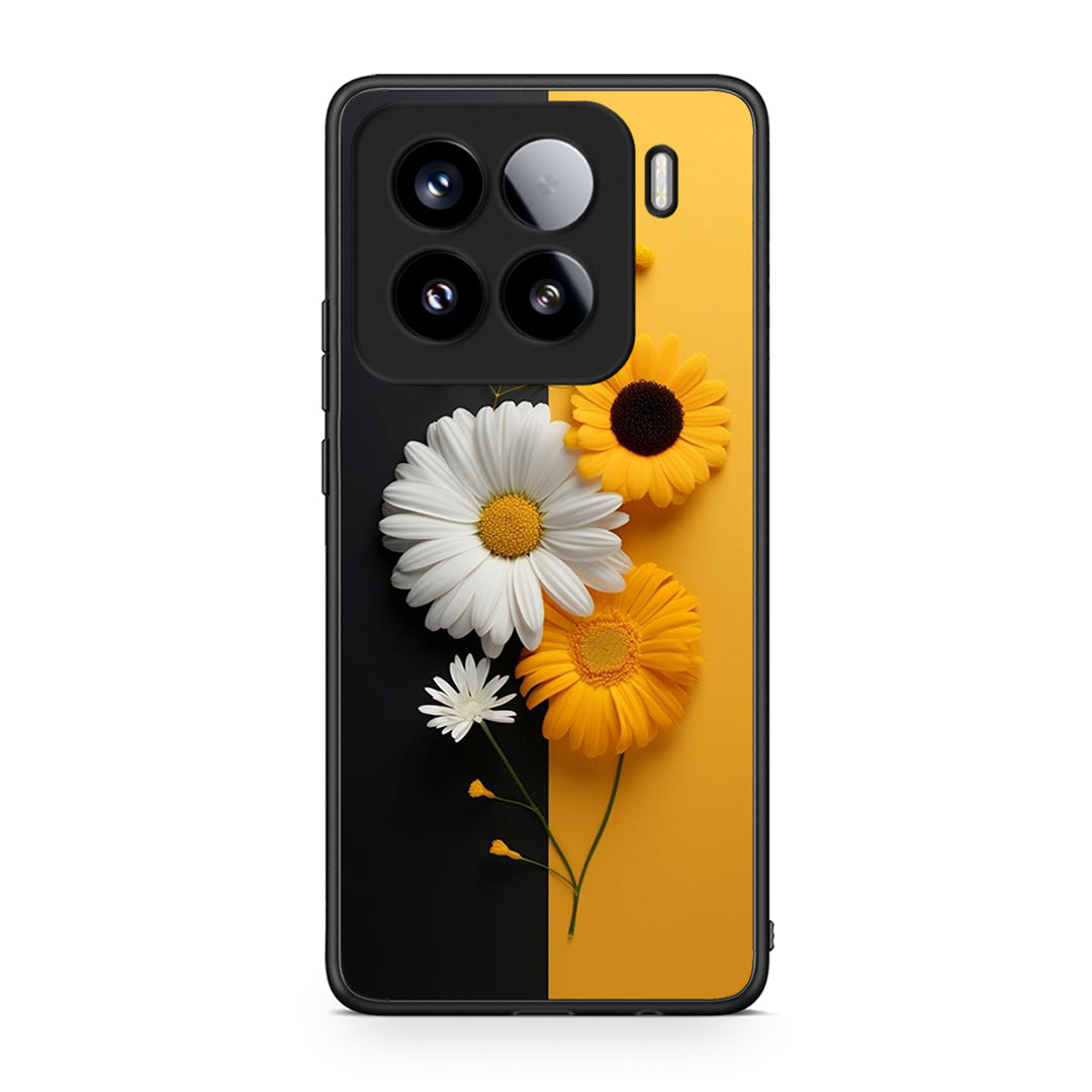 Xiaomi 15 Yellow Daisies θήκη από τη Smartfits με σχέδιο στο πίσω μέρος και μαύρο περίβλημα | Smartphone case with colorful back and black bezels by Smartfits