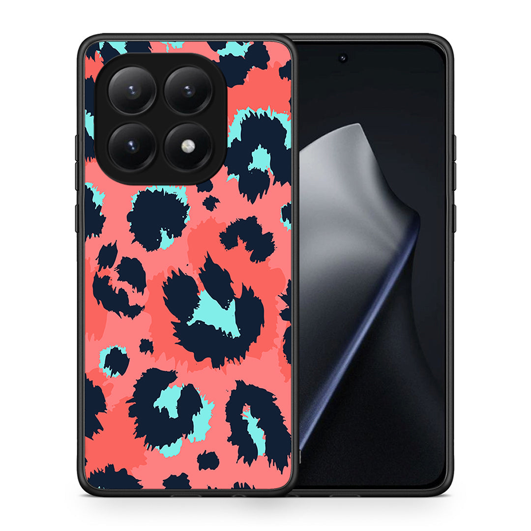Θήκη Xiaomi 15T Pink Leopard Animal από τη Smartfits με σχέδιο στο πίσω μέρος και μαύρο περίβλημα | Xiaomi 15T Pink Leopard Animal case with colorful back and black bezels