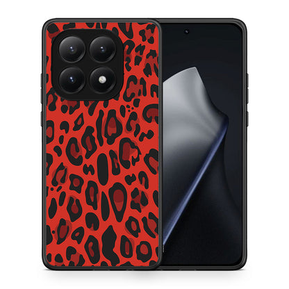 Θήκη Xiaomi 15T Red Leopard Animal από τη Smartfits με σχέδιο στο πίσω μέρος και μαύρο περίβλημα | Xiaomi 15T Red Leopard Animal case with colorful back and black bezels